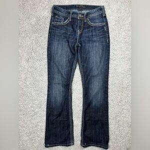 Silver Jeans Womens 26 Natsuki Curvy Boot Cut Dark Big Stitch Classic Denim Core